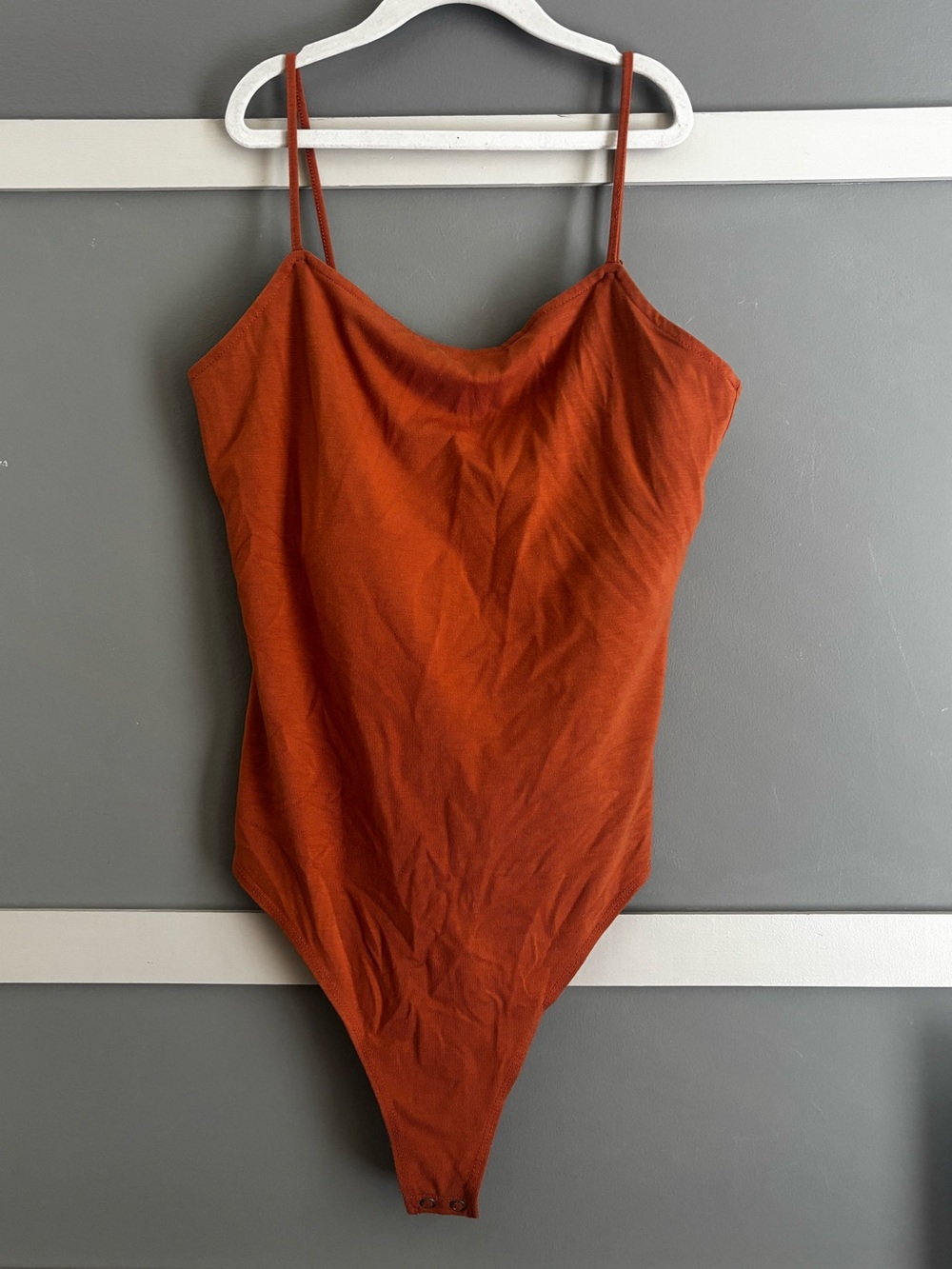 Rust Orange Spaghetti Strap Bodysuit